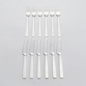 Bertel Gardberg, A 12-piece set of "Birgitta" silver cutlery, marked BG, Hopeatehdas oy, Helsinki 1966.