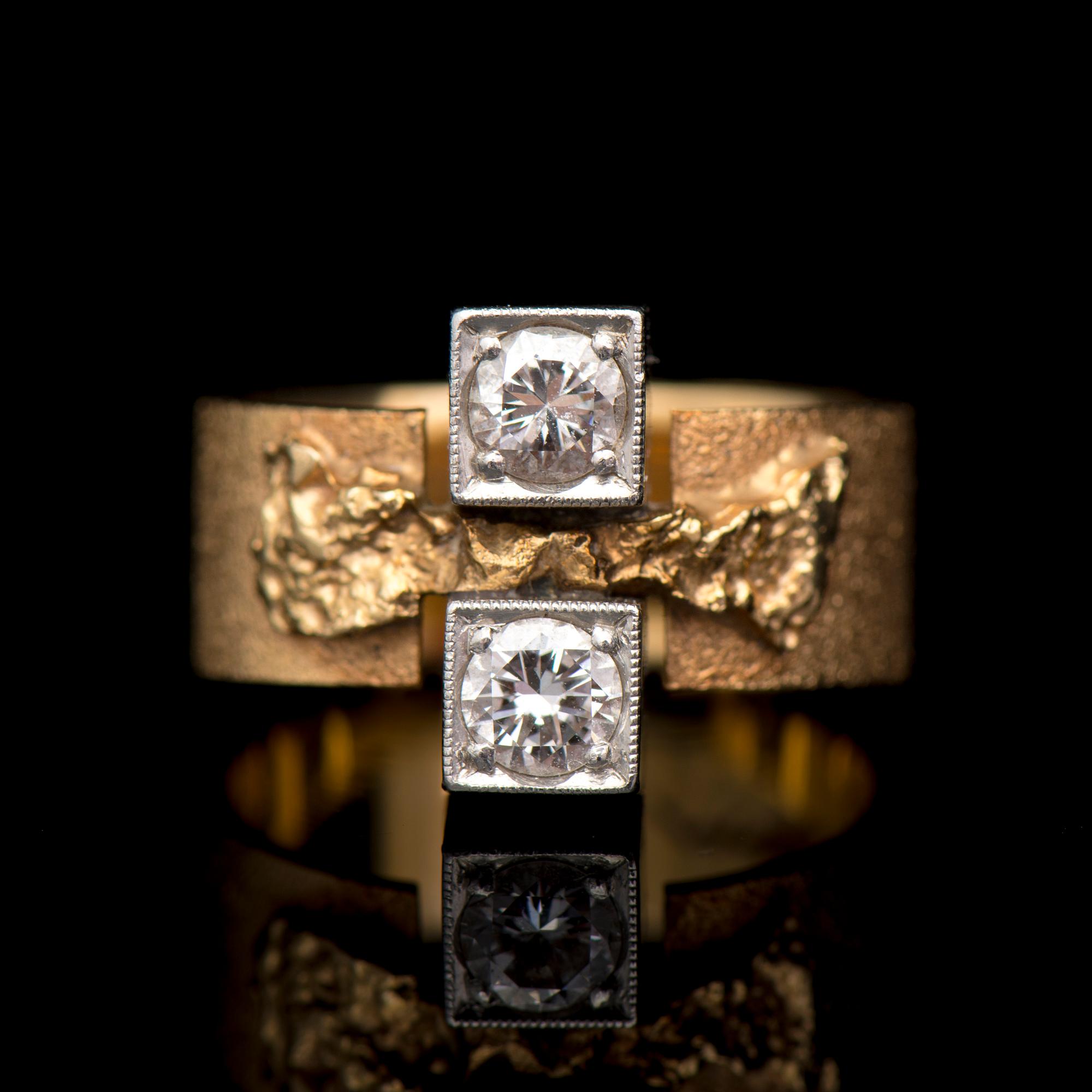 BJÖRN WECKSTRÖM, RING, "Diamantbro", briljantslipade diamanter, 18K guld. Lapponia 1969.