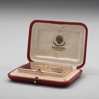 A Russian early 20th century gold case, mark of Morozov, St Petersburg 1908-1917.