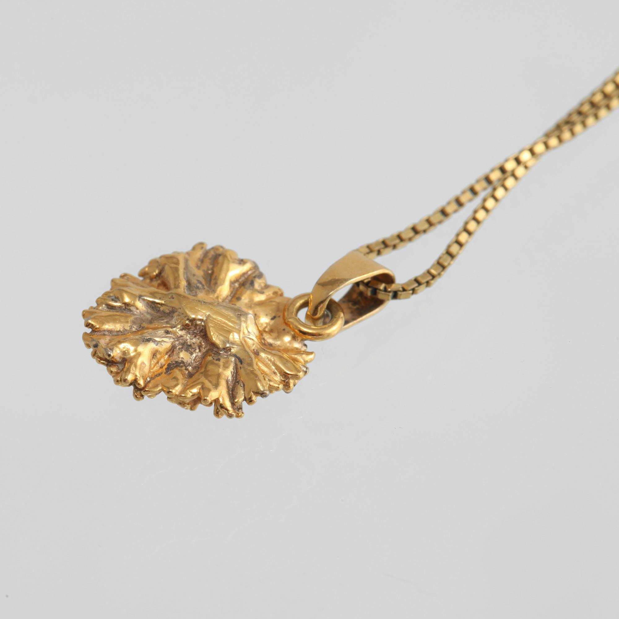 HÄNGE, förgyllt silver, Flora Danica, Danmark. Vikt 3,9 gram.