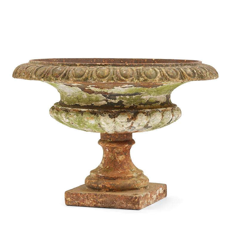 A Swedish cast-iron garden urn, late 19th century.