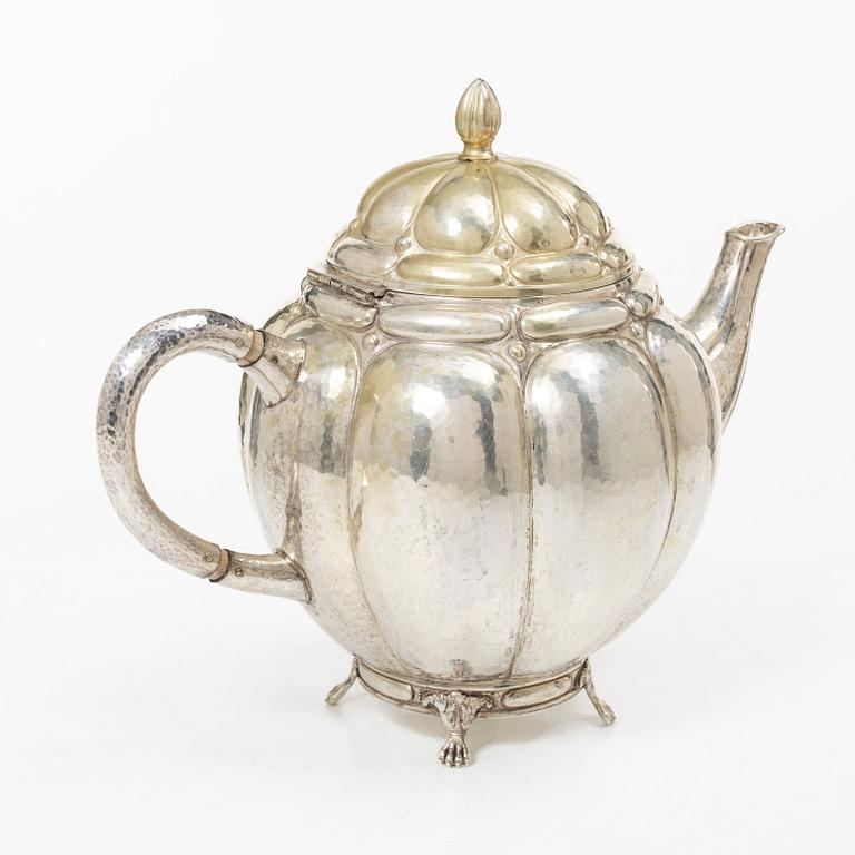 A silver teapot, with Swedish import marks, presumably 1920's-50s.