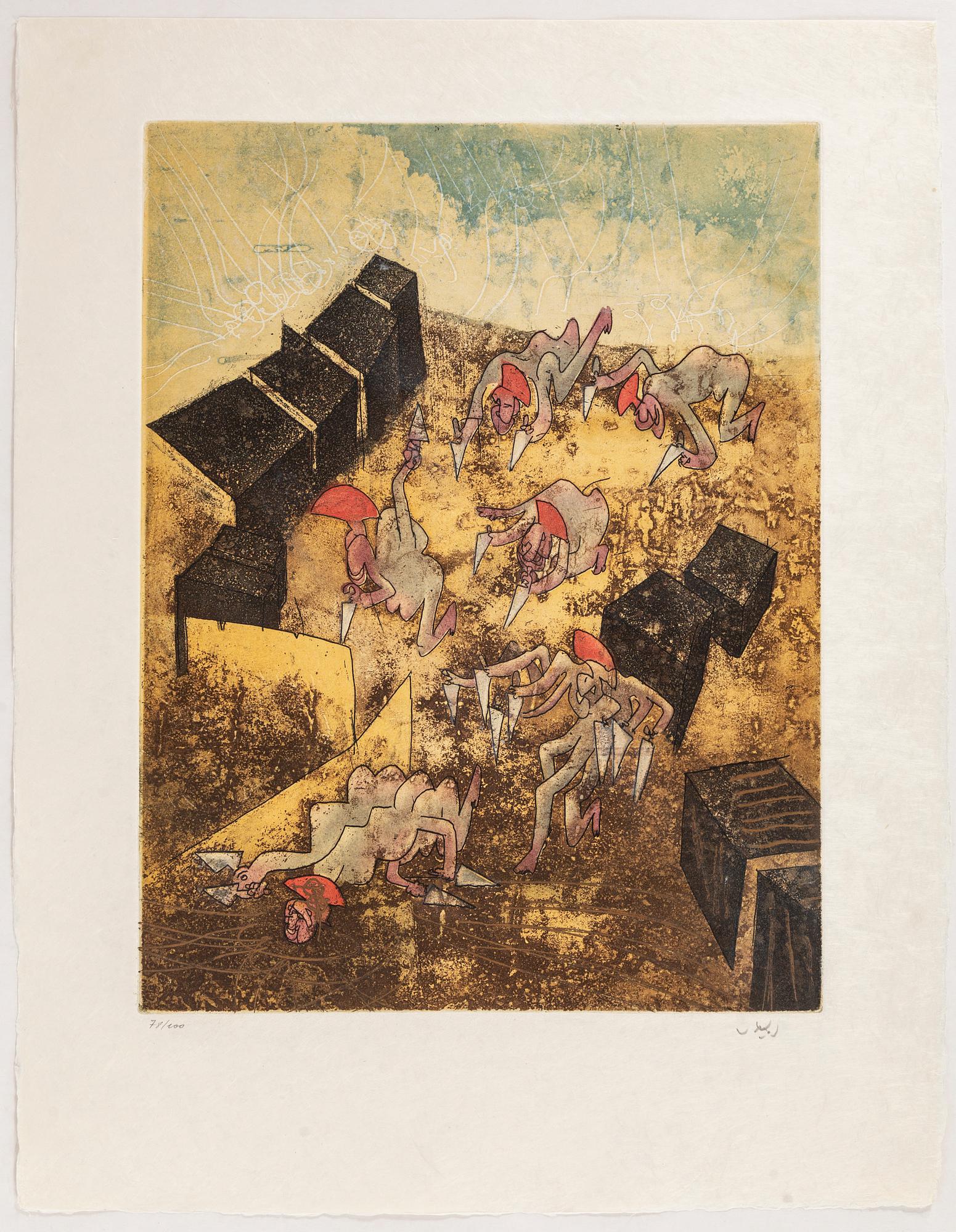 ROBERTO MATTA, 10 pieces of aquatint etchings named "Home' Mére", signed and numbered 78/100.