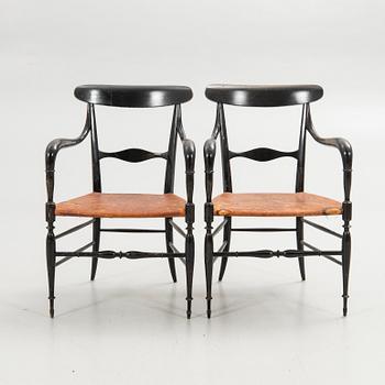 Armchairs, a pair, probably Chiavari, Italy, 20th century.