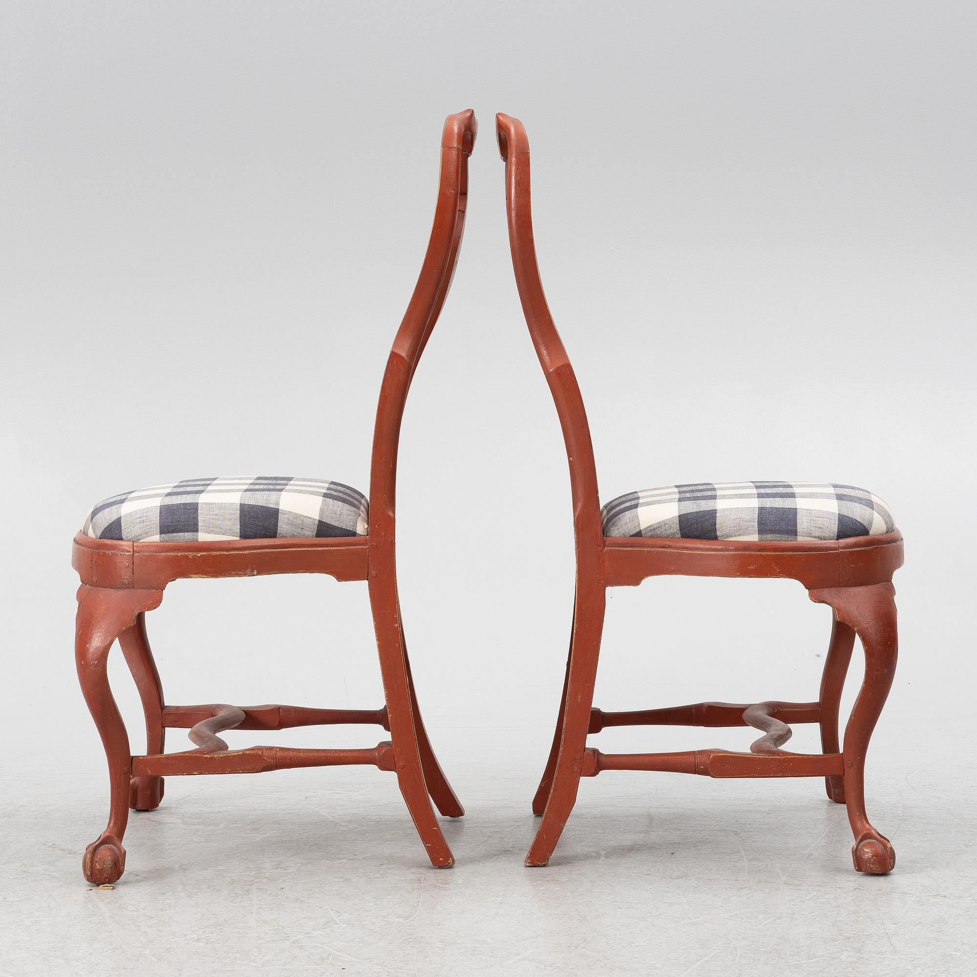 Stolar,ett par, 1700-talets mitt, Senbarock / tidig Rokoko.