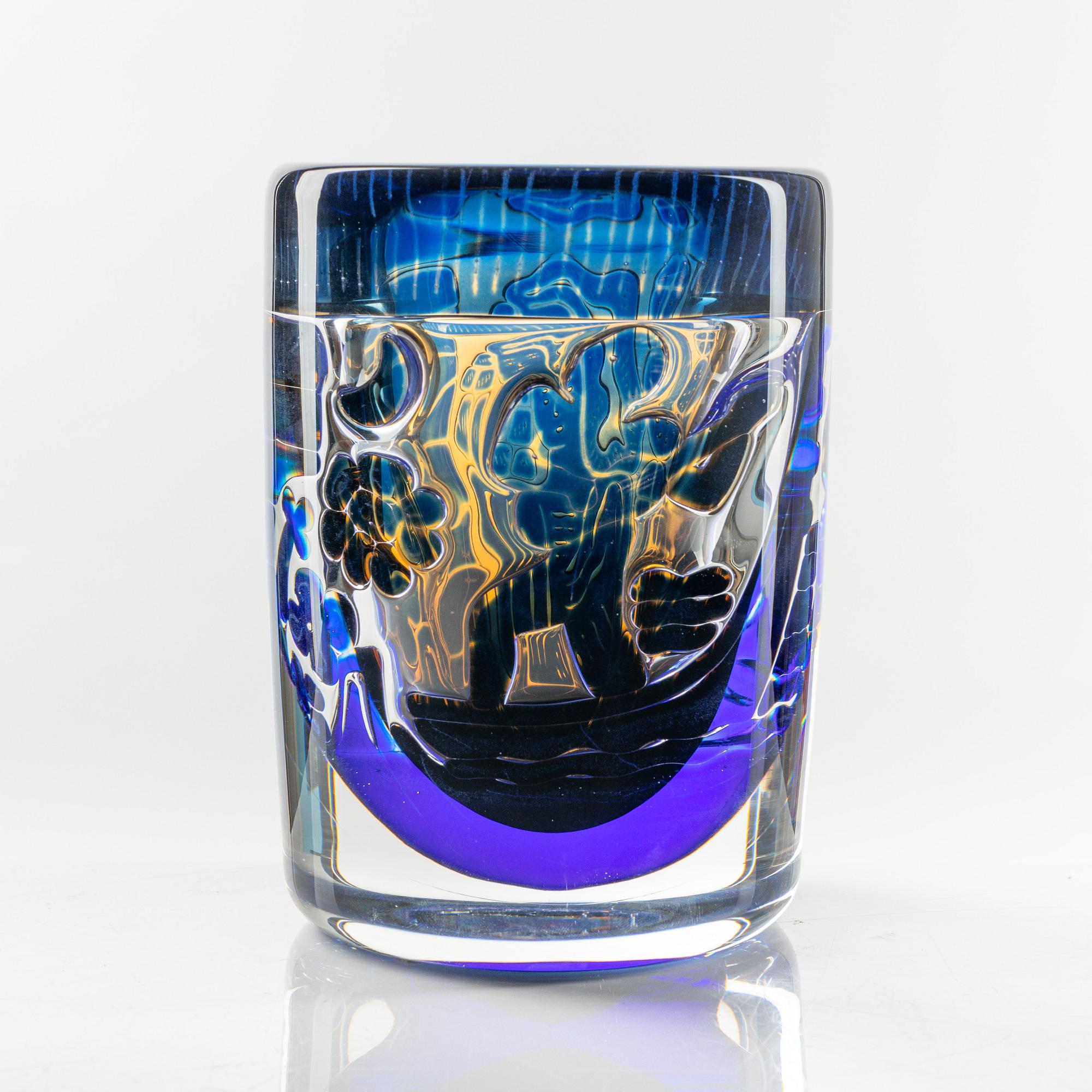 Edvin Öhrström, vas, glas, ariel, "Gondoljären", Orrefors 1976.