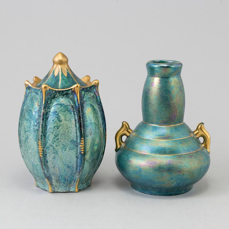 JOSEF EKBERG, a vase and a lidded urn, Gustavsberg 1930´s.