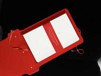 Alexander H Damsbo & Henrik Ingemann Nielsen, a "HC-Andersen Chair" armchair/table, ed. 3/49, Källemo, post 2005.