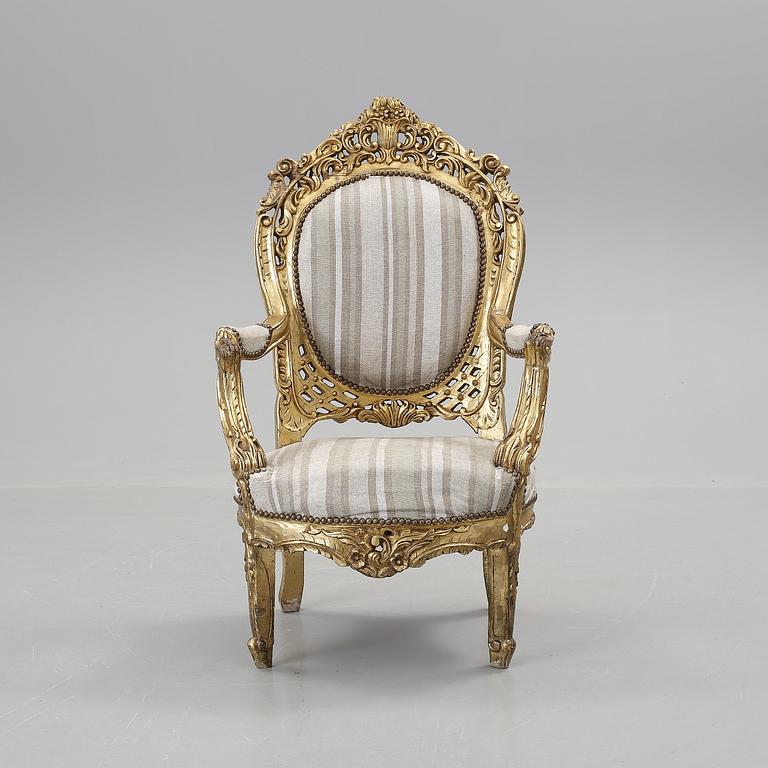 FÅTÖLJ, rokokostil, 1900-tal.