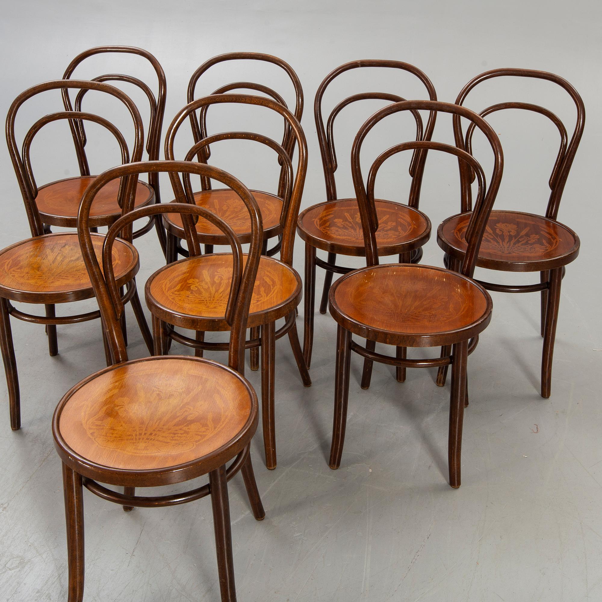 Chairs, 8 pcs, bentwood, first half of the 20th century.