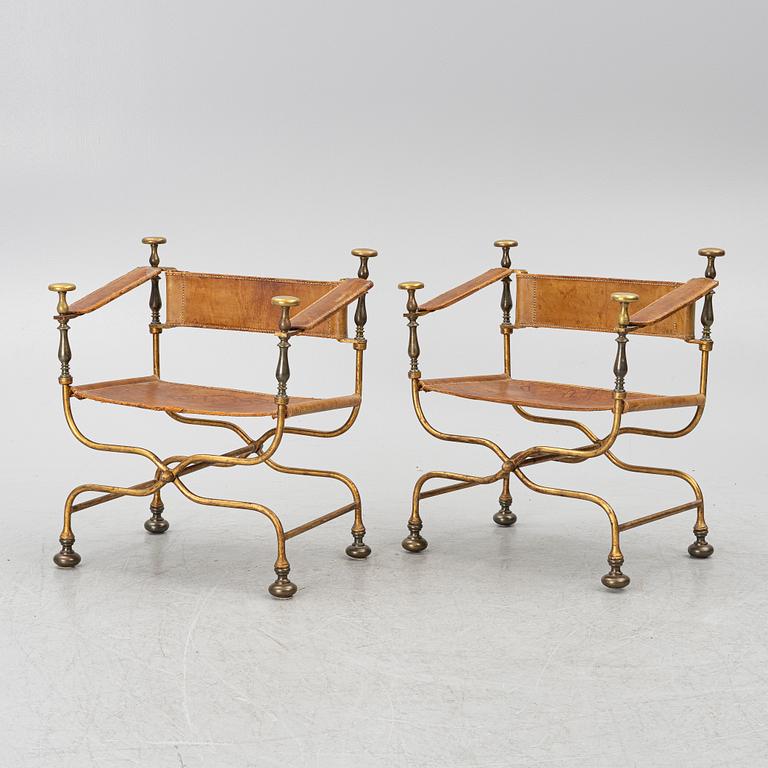 Armchairs, a pair, antiquarian style, Italy.