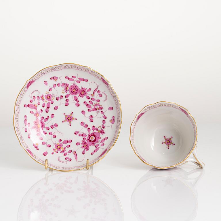 MAT- OCH KAFFESERVIS, 77 delar, porslin, Meissen, "Indische malerei", 1900-talets andra hälft.