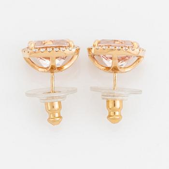 18K rose gold, morganite and brilliant cut diamond earrings.