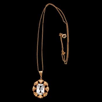 COLLIER, 18 k guld, med bergkristall, 1952. Tot vikt 5 g.