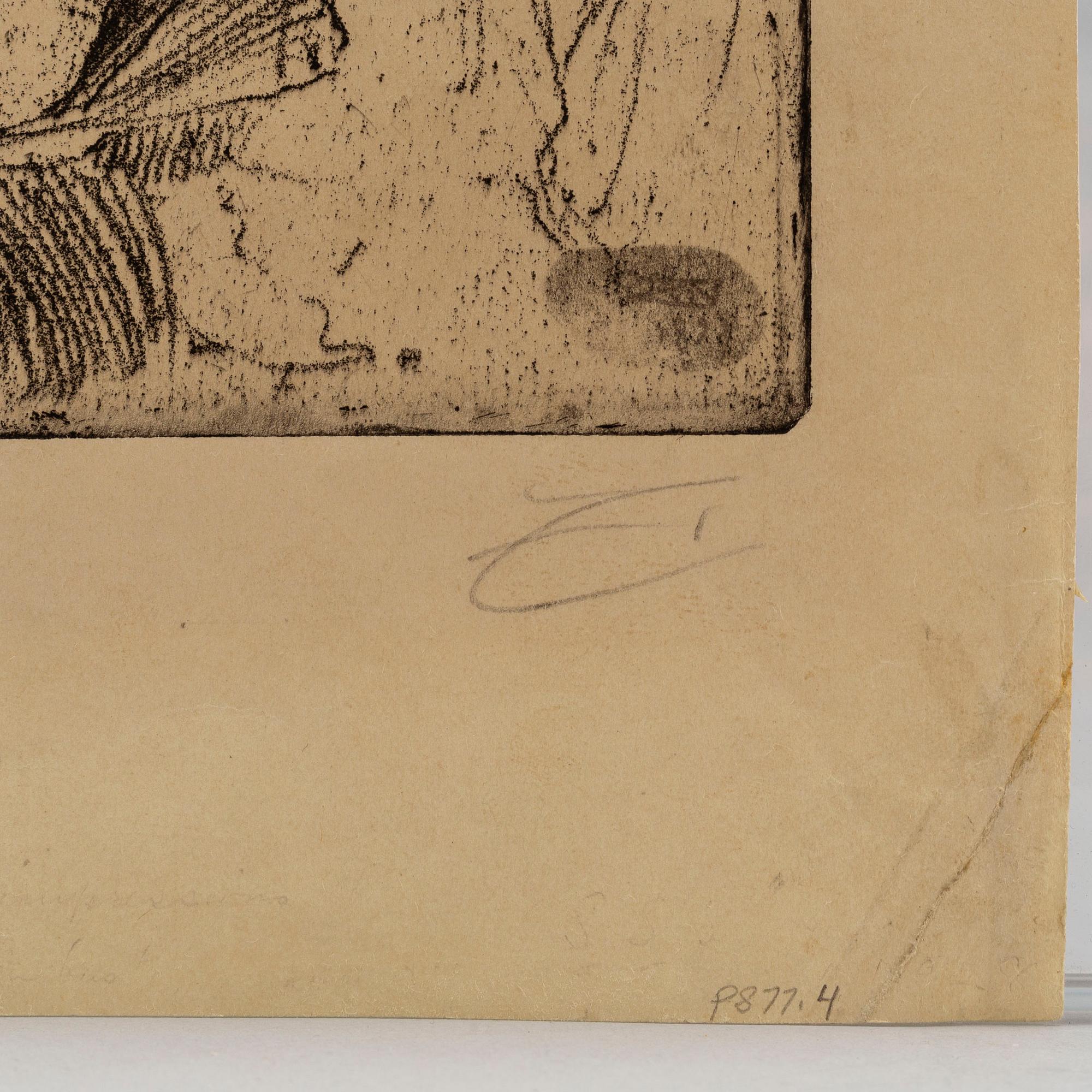 ANDERS ZORN, etching on soft ground, 1898, only state, signed in pencil.