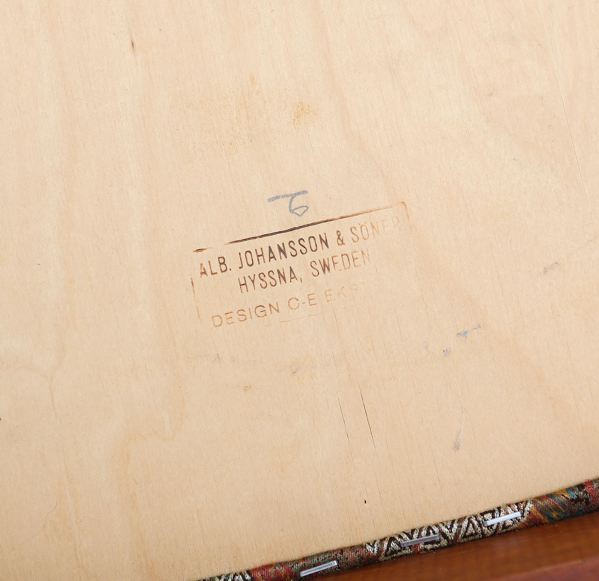 STOLAR, 4 st, C-E Ekström, Alb. Johansson & söner, Hyssna, 1900-talets andra hälft.