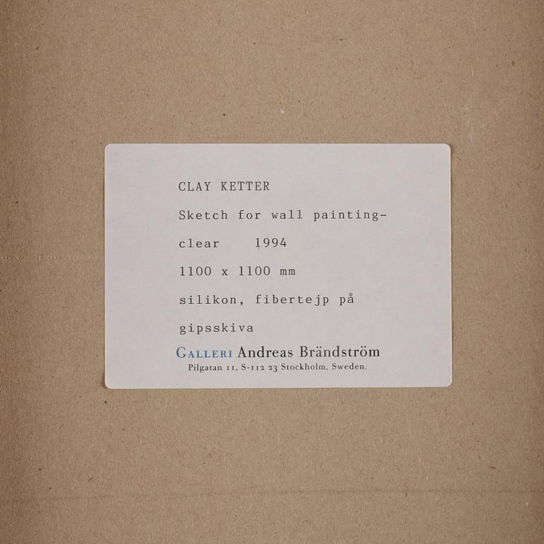 Clay Ketter, Signerad och daterad 93 a tergo. Silikon och fibertejp på gipsskiva.