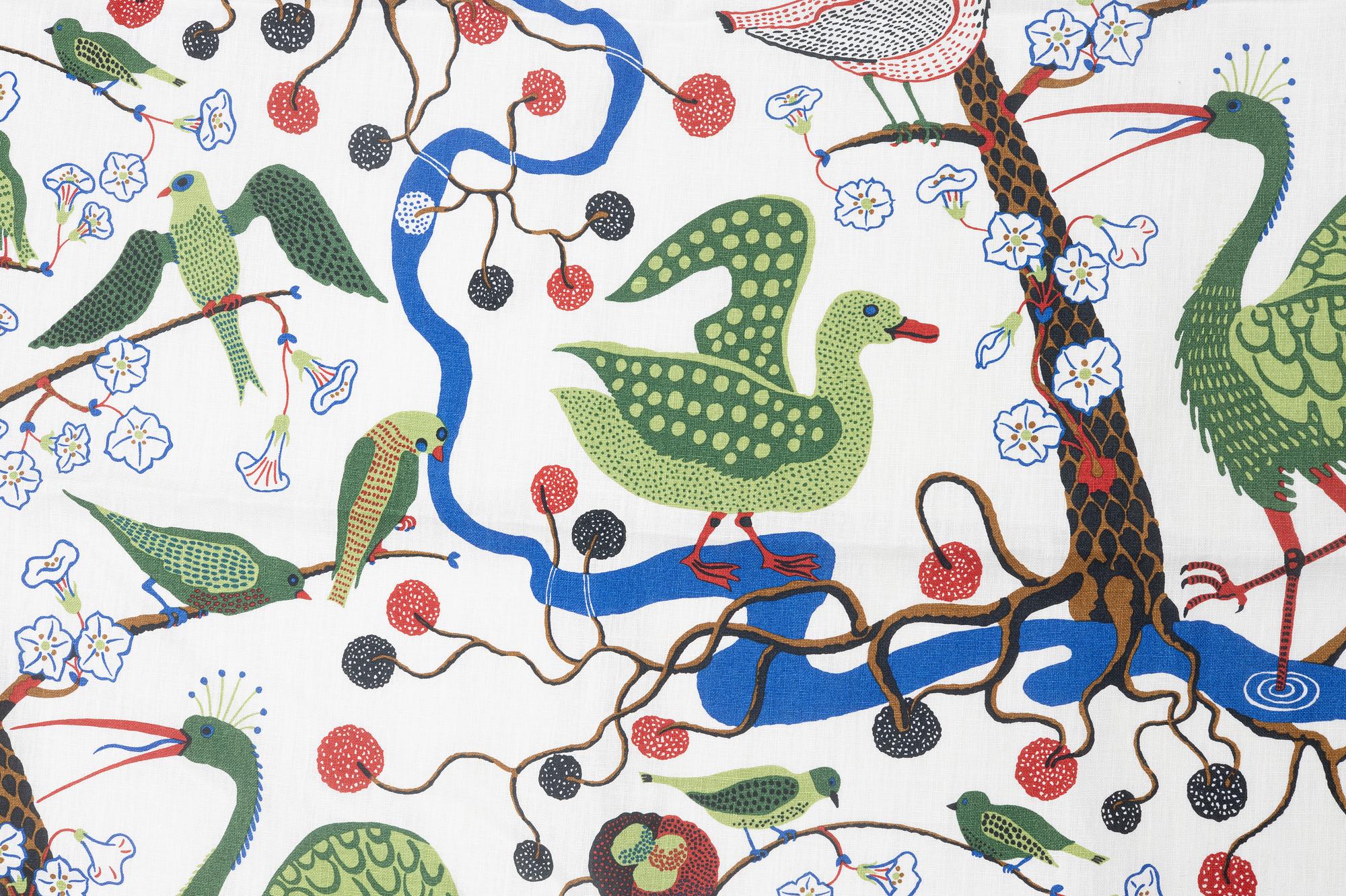 Josef Frank, curtain, "Green Birds", Firma Svenskt Tenn.