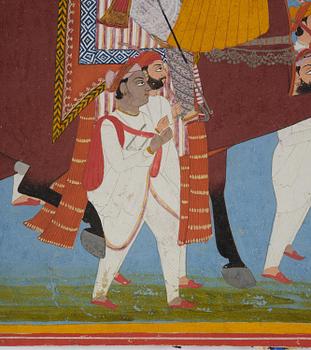 Three Moghul paintings/album leafs, 19th century and early 20th century.