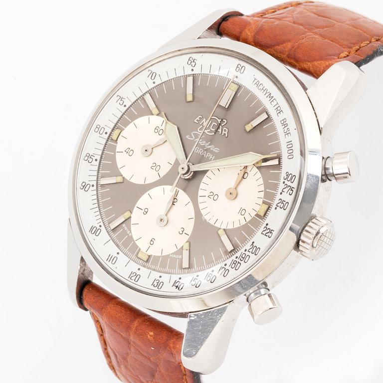 Enicar, Sherpa Graph, chronograph, "Mark 1a", “Gladius hands”, “Tachymetre Base 1000”, "Bengt Ohrelius".