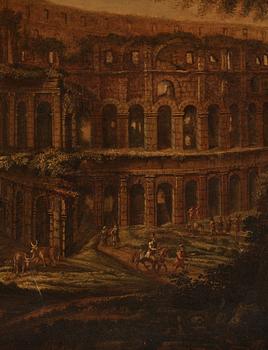 Gaspar van Wittel  (Vanvitelli) Circle of, Excavations at the Colosseum and the Arch of Constantine, Rome.