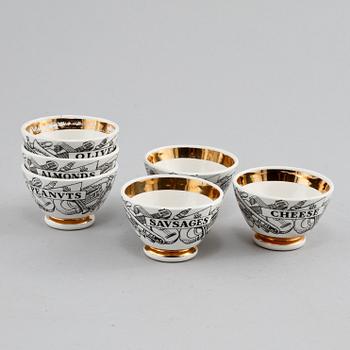 KOPPAR, 6 st, porslin, Piero Fornasetti, Italien, 1900-talets andra hälft.