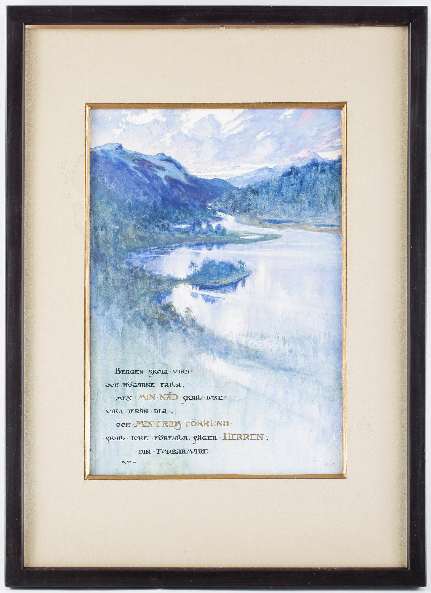 OKÄND KONSTNÄR, akvarell. Signerad F.H. och daterad 1905.