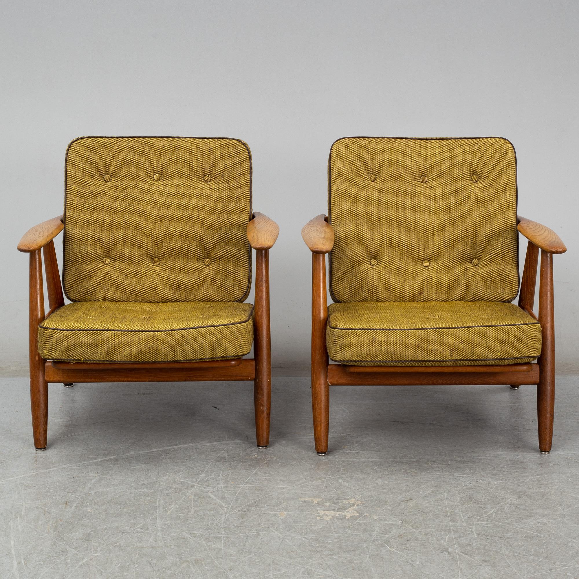 HANS J. WEGNER, fåtöljer, ett par, "GE-240"/"Cigarren", Getama, Danmark. 1950/60-tal.