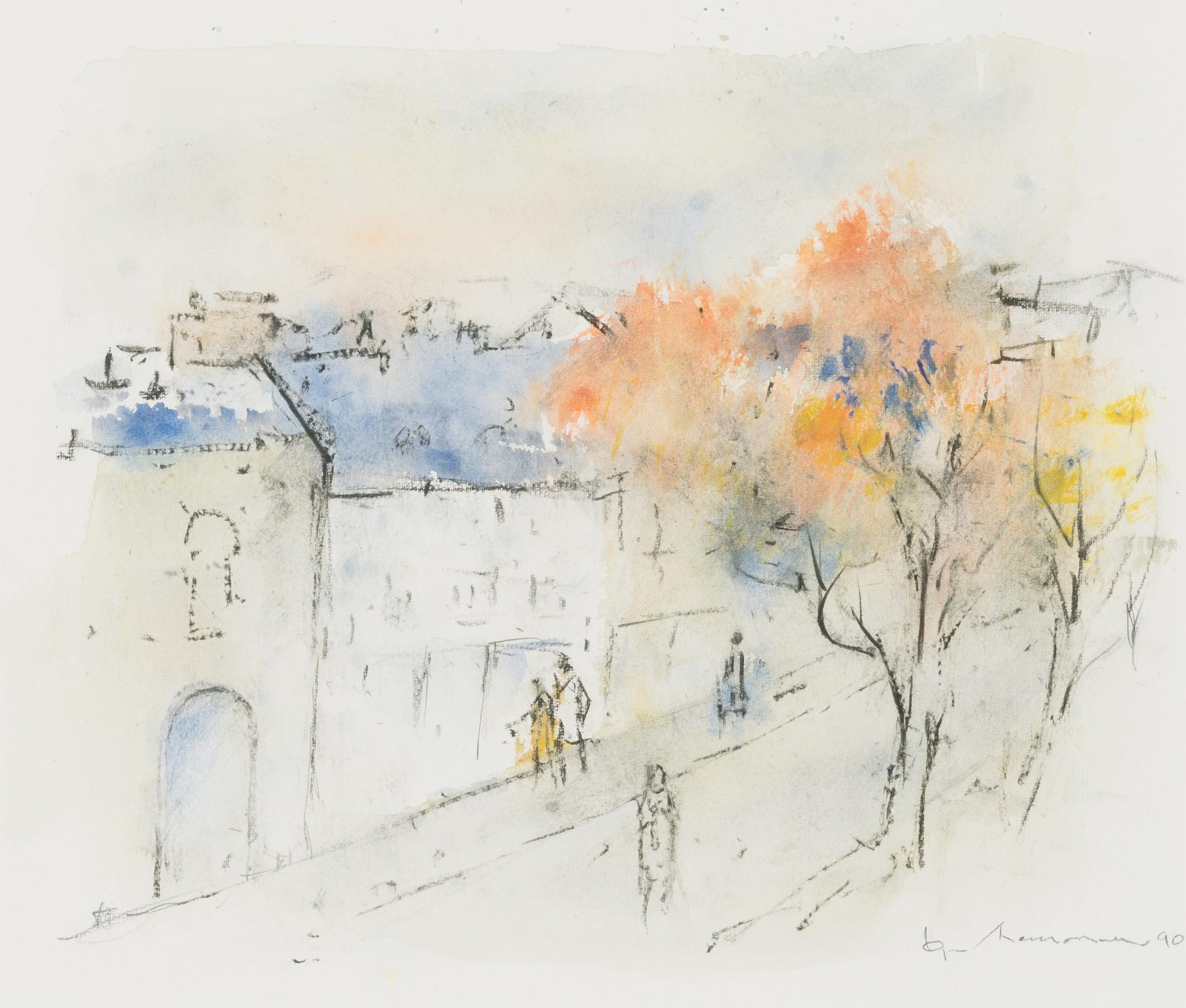 Egon Meuronen, akvarell, signerad och daterad -90.