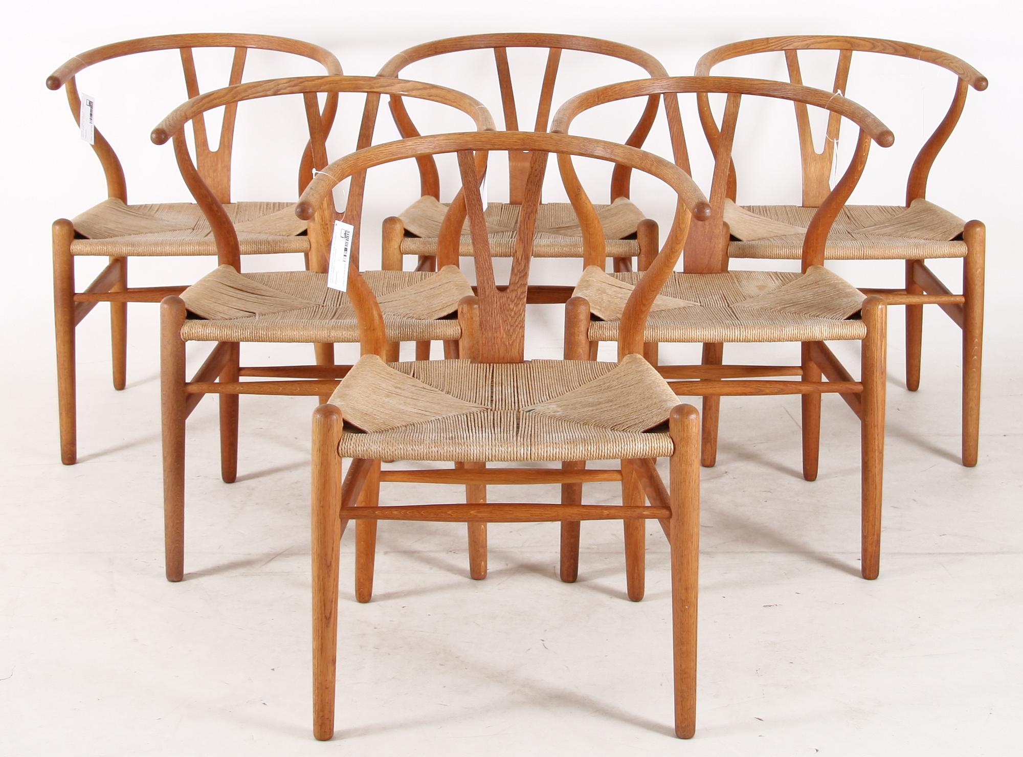 KARMSTOLAR, 6 st, "Y-stolen", Hans J Wegner, Carl Hansen & Sön, Danmark, 1974.