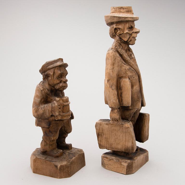 GEORG ÖHMAN, Puuveistoksia, 2 kpl, leimasigneerattu.