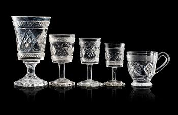 1174. A cut glass 51 pieces service, probably Russian, mid 19th century. (51).