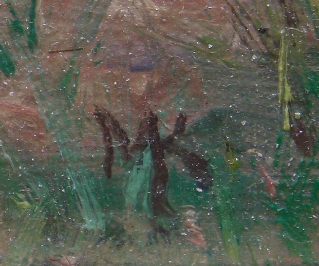 OKÄND KONSTNÄR, olja på duk. Bär monogramsign MK. 1800/1900-tal.