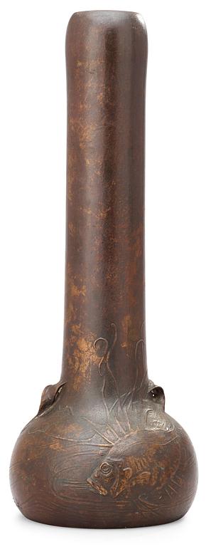 A Hugo Elmqvist Art Nouveau patinated bronze vase by Emy Wahlström, Stockholm, early 1900's.