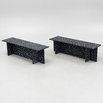 Stamuli, a pair of benches, Greenhouse Bar for Stockholm Furniture Fair 2024.