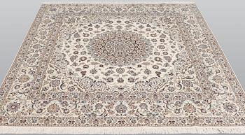A Nain part silk carpet, 210 x 200 cm.