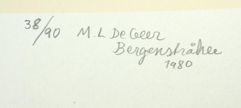 MARIE-LOUISE EKMAN, färglitografi, sign M.L de Geer Bergenstråhle, dat 1980, numr 38/90.