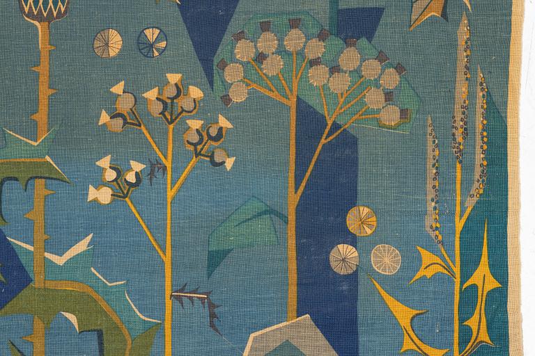 Dagmar Lodén, gardiner, ett par, "Tistlar", ca 215 x 132 cm vardera.