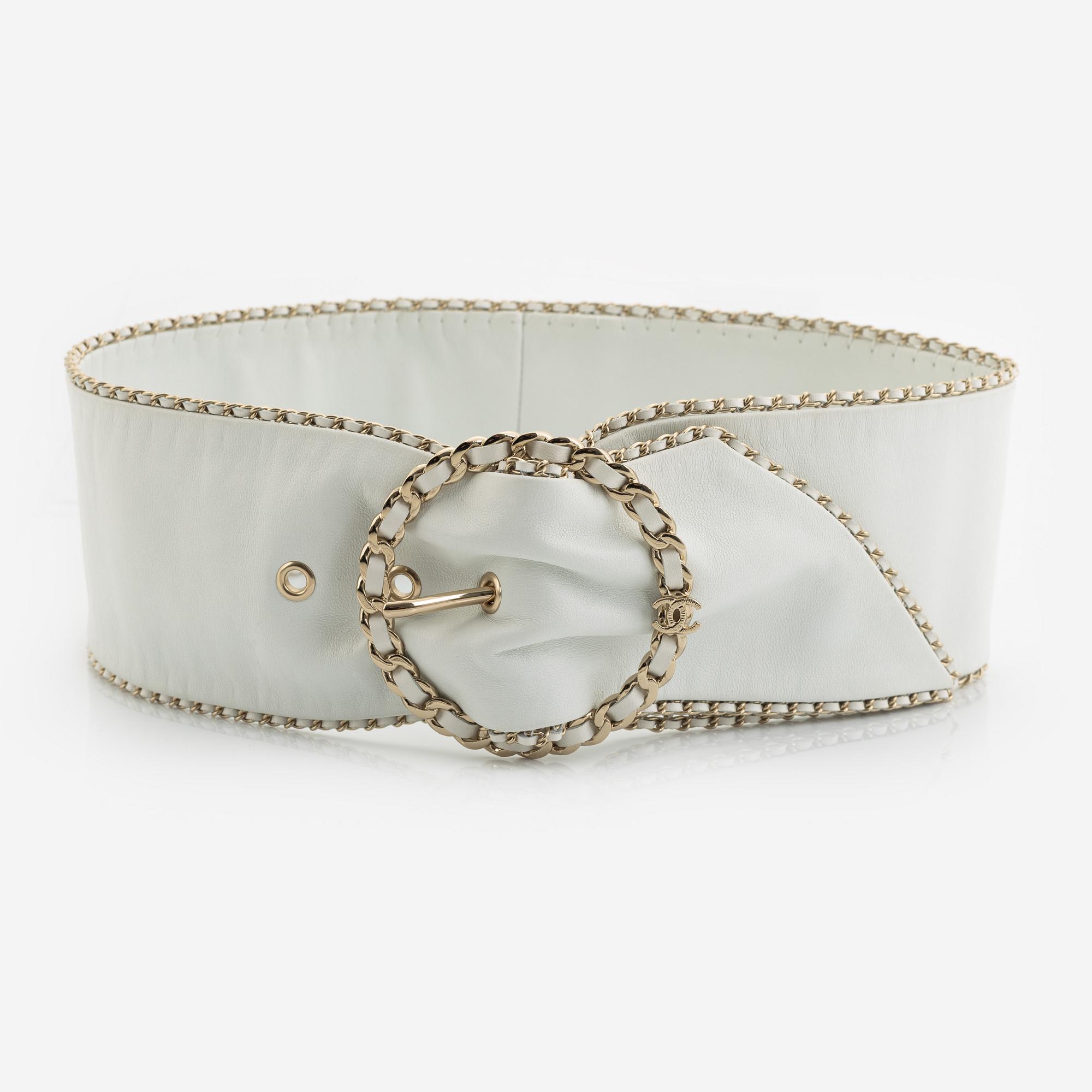 Chanel, a white leather belt.