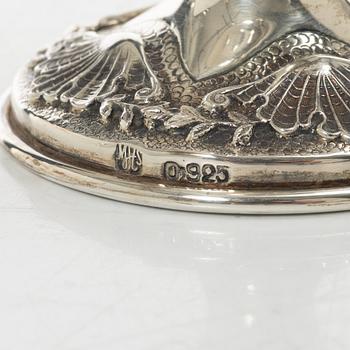 A par of  sterling silver goblets, Rococo style, 20th Century.