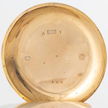 Grosjean Freres, pocket watch, 18K gold, hunter, chain in 18K gold, 53 mm.