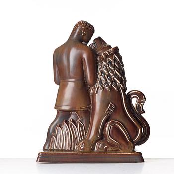 Gunnar Nylund, skulptur, "Androcles och lejonet", Rörstrand 1950-tal.