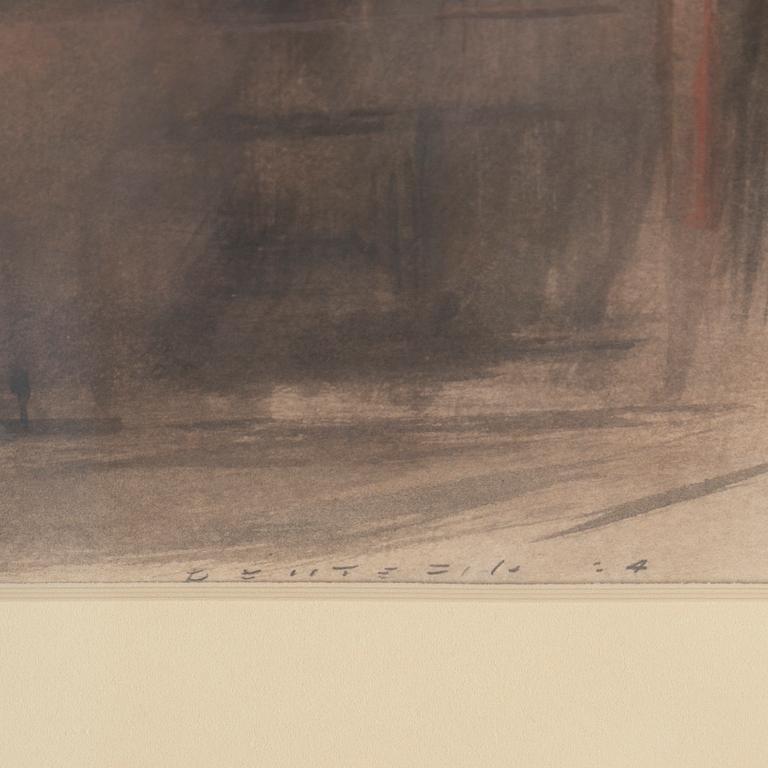 David Deutsch, mixed media on paper, signed.