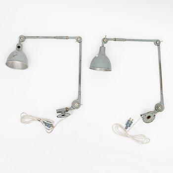 A pair of  industrial lamps, PeFeGe, mid-20th century.