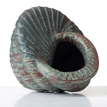 Gunnar Nylund, a stoneware sculpture of a shell, Rörstrand, Sweden 1940's-50's.
