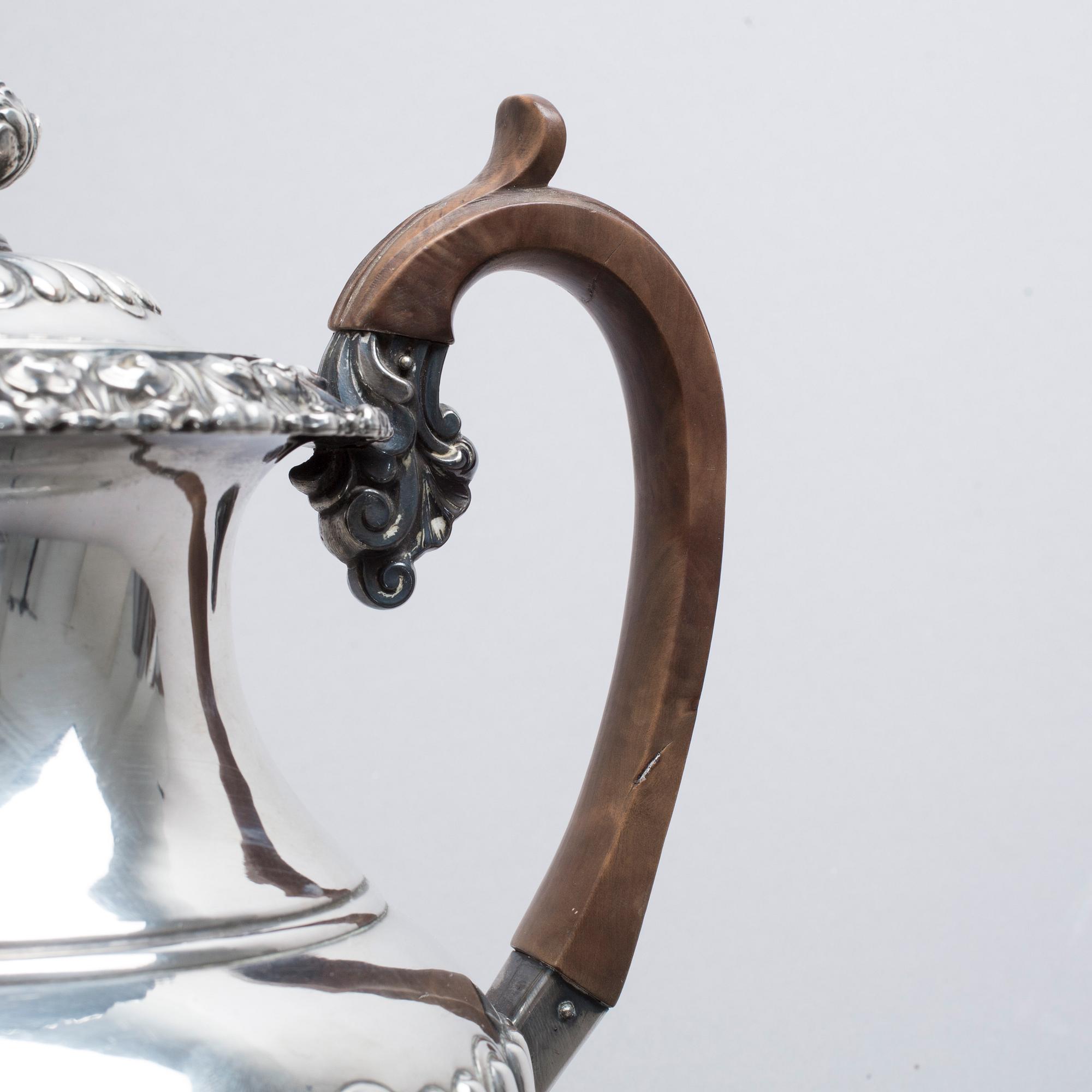 KAFFEKANNA, nysilver, England, empirestil, 1900-tal, NS.