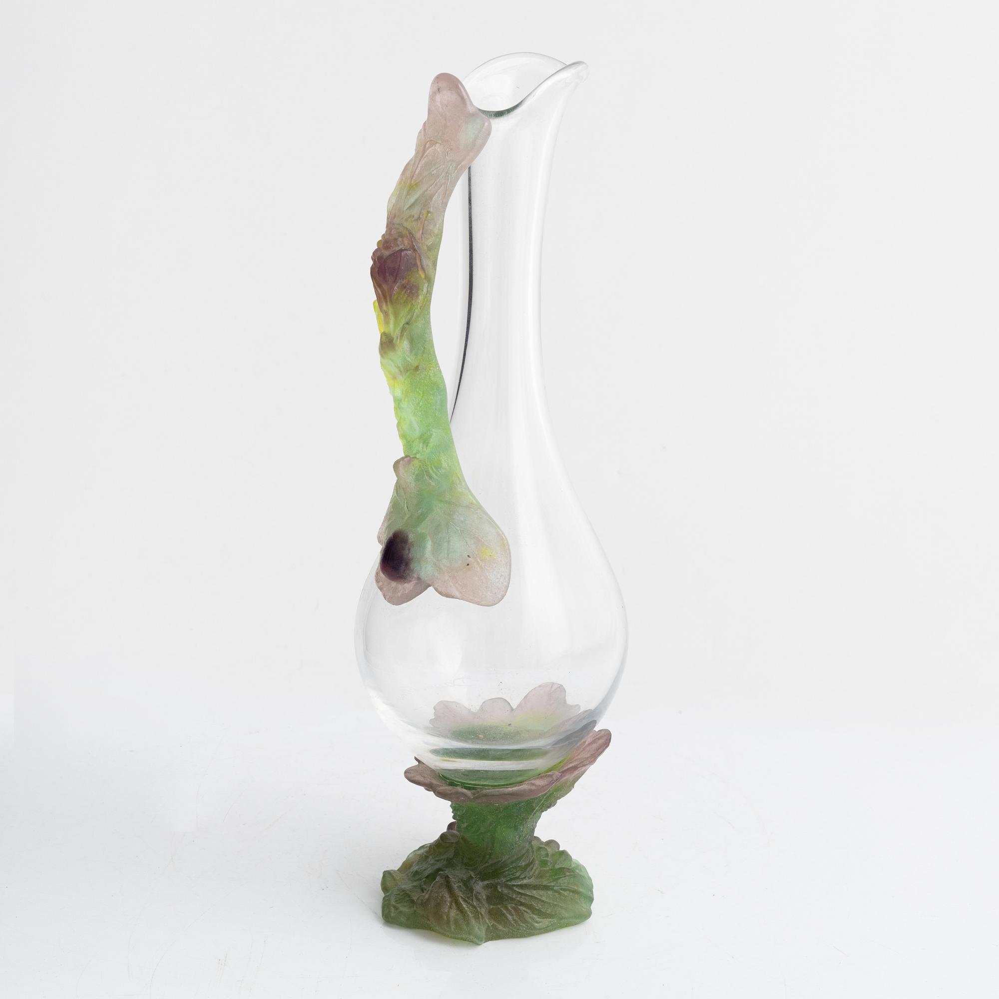 A glass decanter, Daum, France, signed.