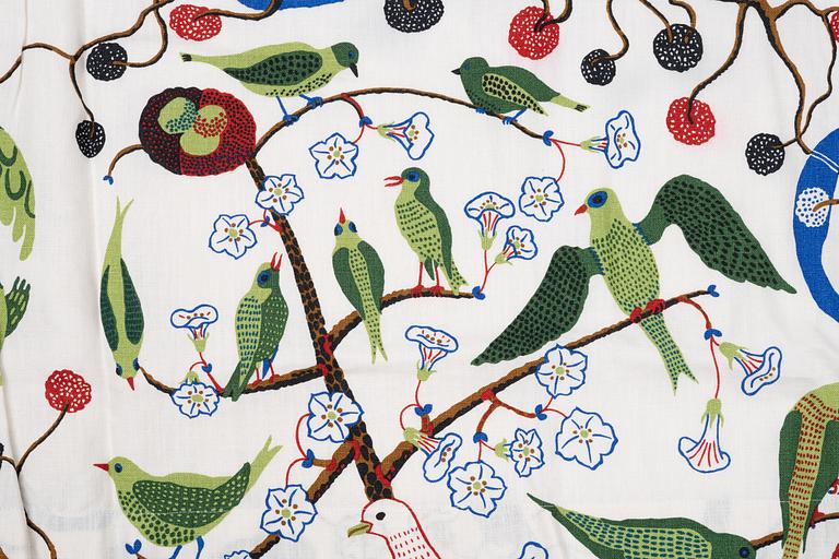 Josef Frank, a pair of 'Gröna Fåglar', (Green Birds) curtains, Svenskt Tenn.