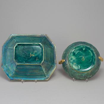 JOSEF EKBERG, 2 skålar, Gustavsberg, flintgods. 1920-/30-tal.