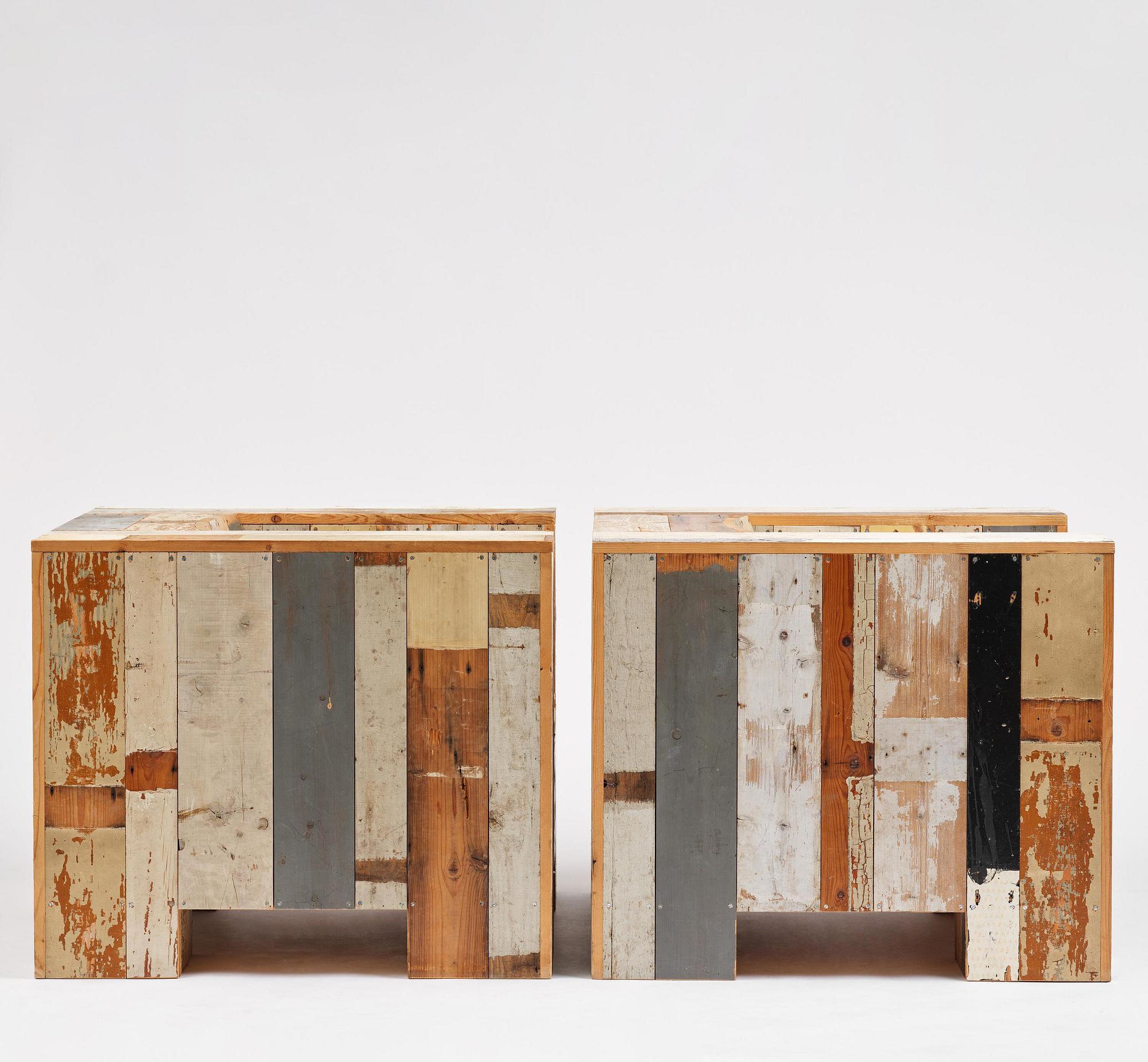 Piet Hein Eek, Armchairs, a pair, “Large Scrapwood Chair”, the Netherlands, after 2008.